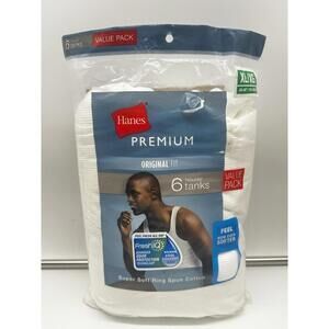 Men’s Tagless Tanks-Size XL-46-48-Hanes-White-Fresh IQ odor Protection
